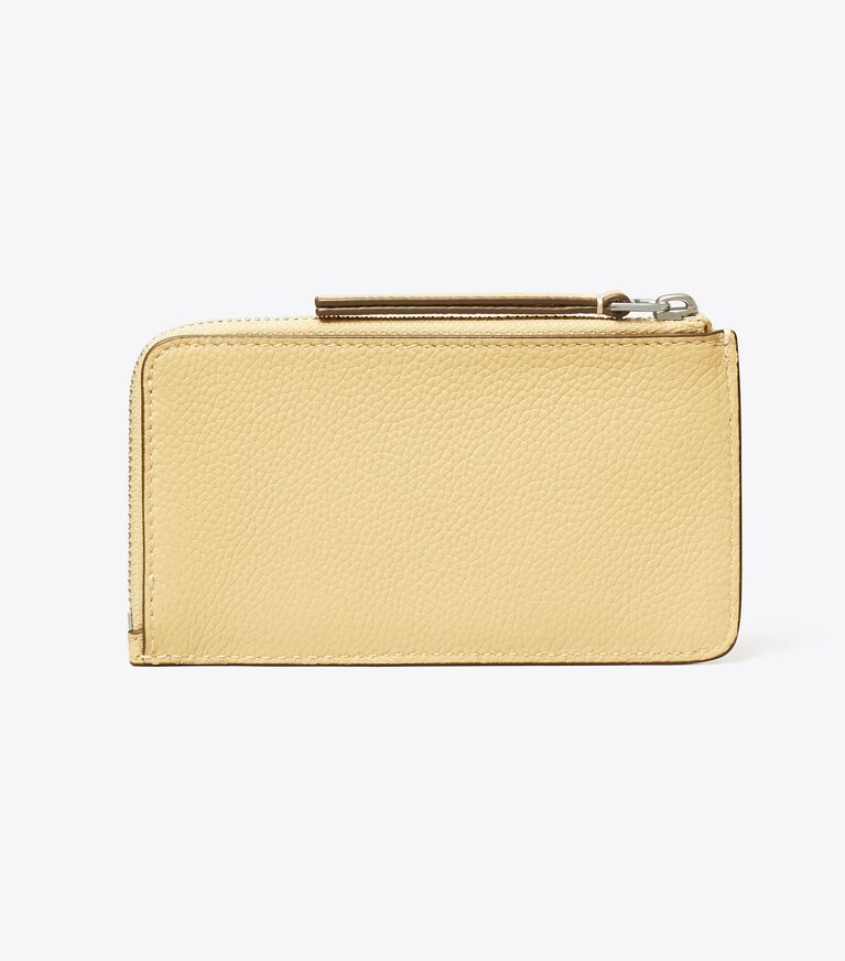 Tory Burch designer カードケース ロビンソン ペブルド トップジップ カードケース in Praline angle