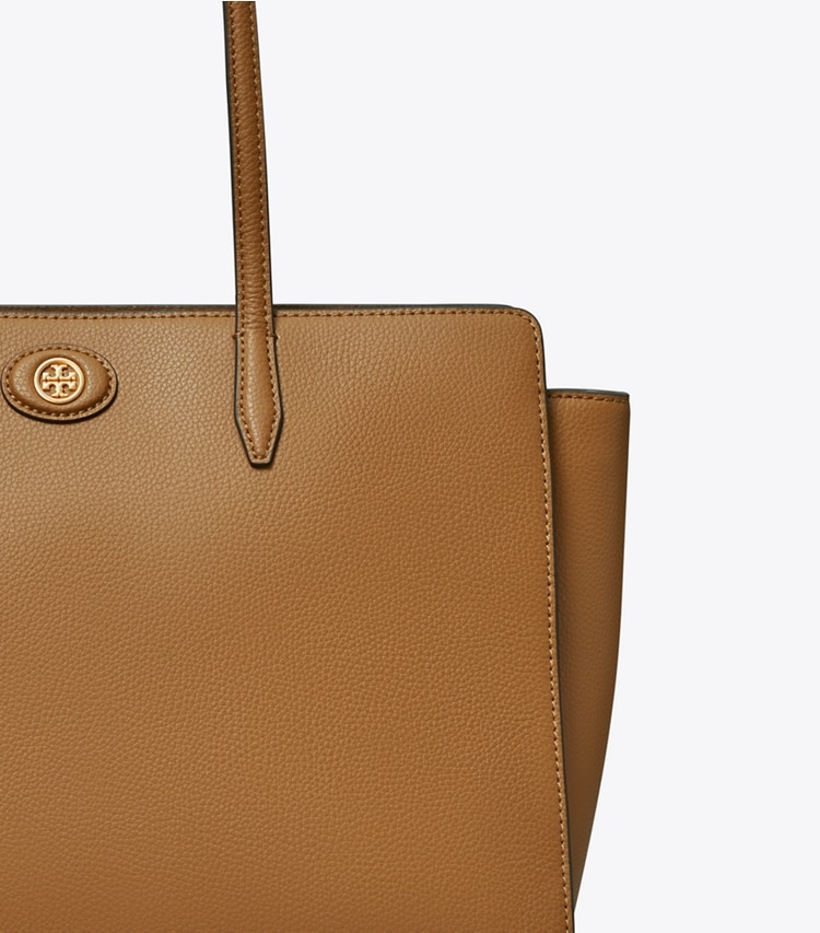 Tory Burch designer tote bags Robinson Pebbled Tote in Tiger'S Eye detail