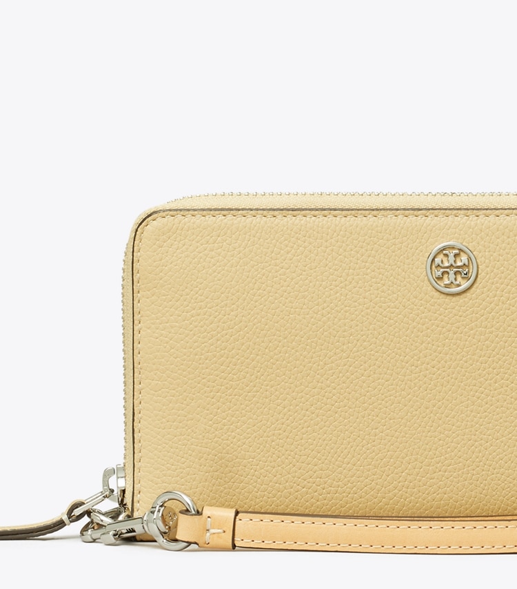 Tory Burch designer 財布 ロビンソン ペブルド ジップ コンチネンタル ウォレット in Praline ディテール