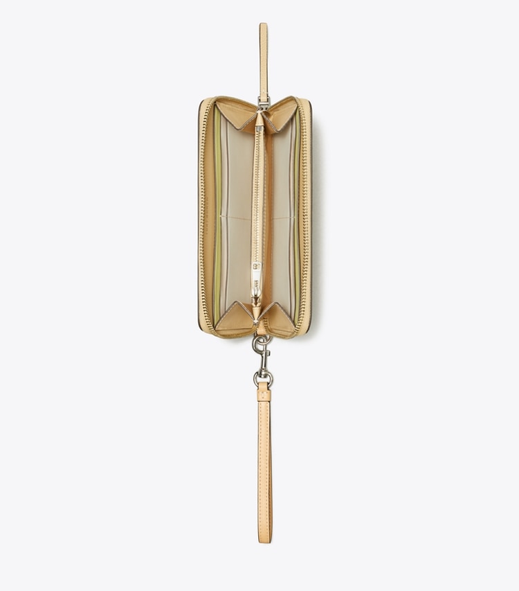 Tory Burch designer 財布 ロビンソン ペブルド ジップ コンチネンタル ウォレット in Praline オーバーヘッド