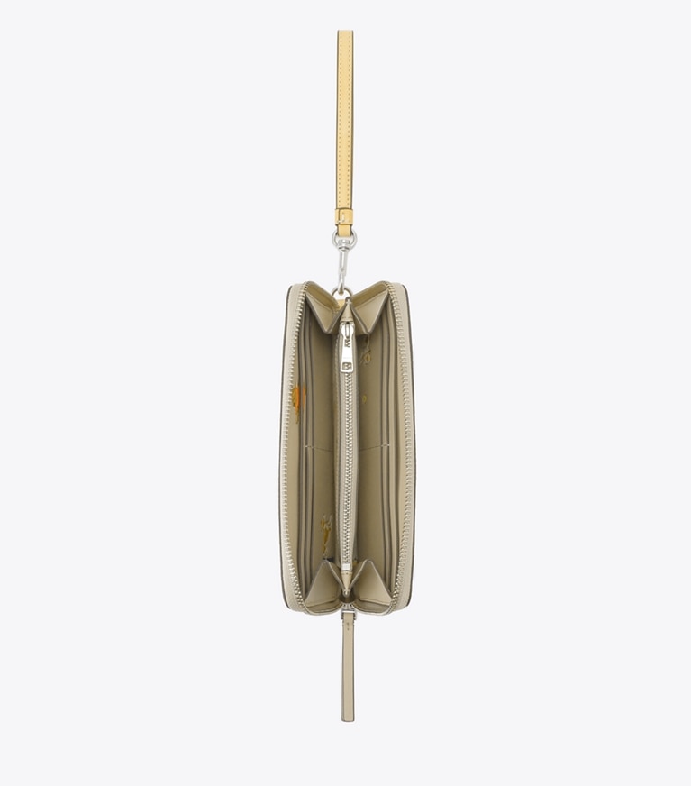Tory Burch designer 財布 ロビンソン ペブルド ジップ コンチネンタル ウォレット in Light Stone angle
