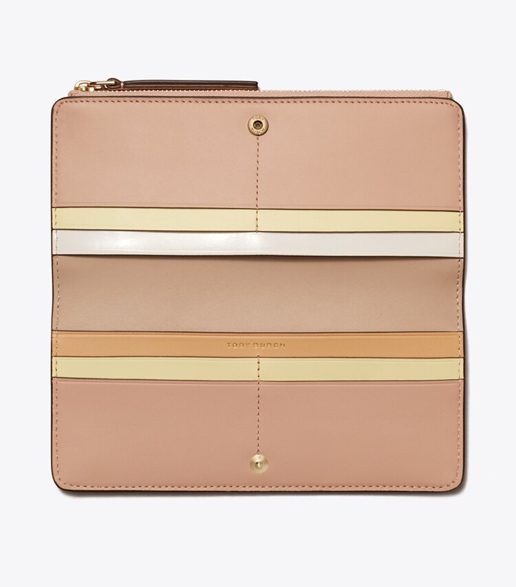 Tory Burch designer wallets Robinson Pebbled Zip Slim Wallet in Goan Sand overhead