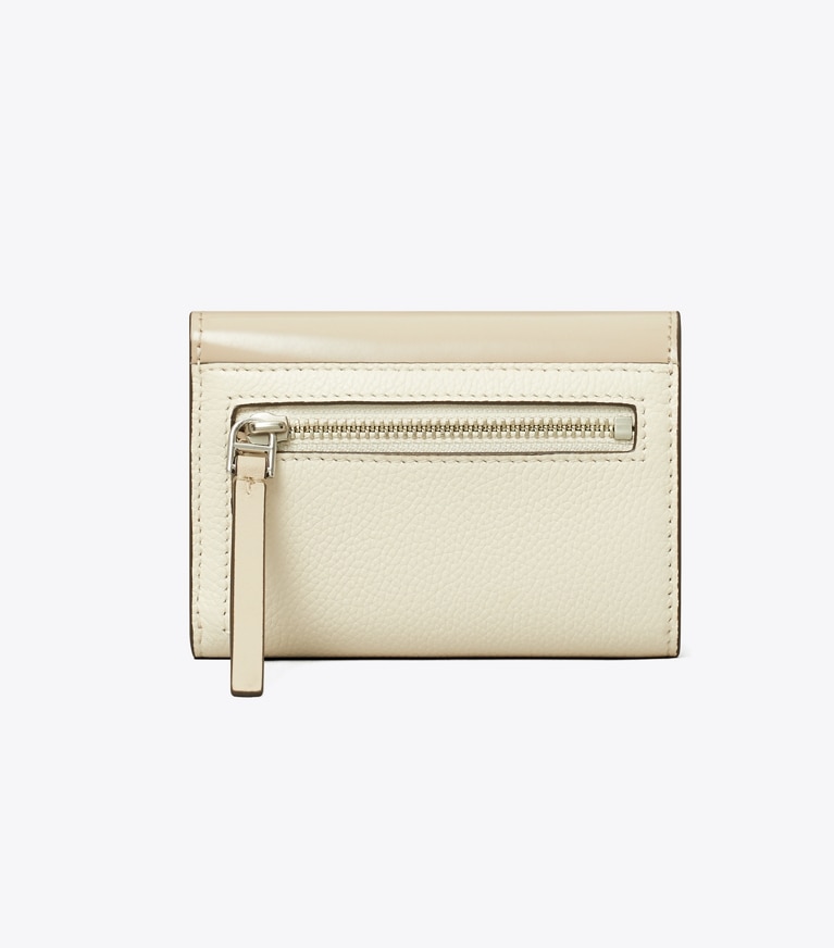 Tory Burch designer 財布 ロビンソン プリント スモール ウォレット in Light Stone angle