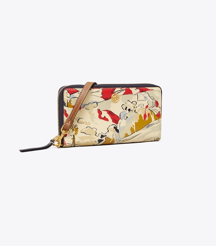 Tory Burch designer wallets Robinson Printed Zip Continental Wallet in KITE LANDSCAPE angle