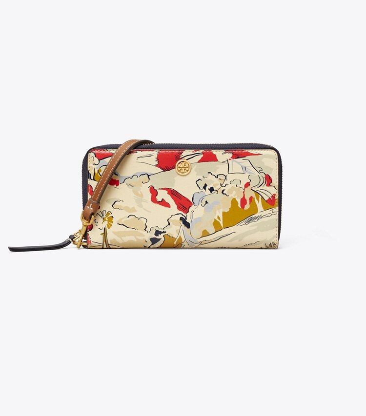 Tory Burch designer wallets Robinson Printed Zip Continental Wallet in KITE LANDSCAPE front