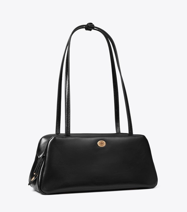 Tory Burch designer satchels Robinson Satchel in Black angle