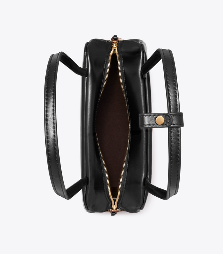 Tory Burch designer satchels Robinson Satchel in Black overhead