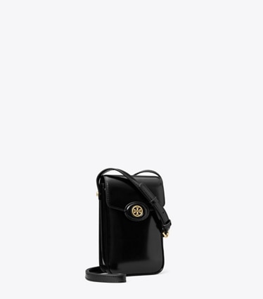 Tory Burch designer kleine taschen Robinson Smartphone-Crossbody aus Spazzolatoleder in Black angle