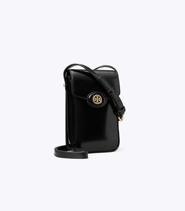 Tory Burch designer kleine taschen Robinson Smartphone-Crossbody aus Spazzolatoleder in Black angle