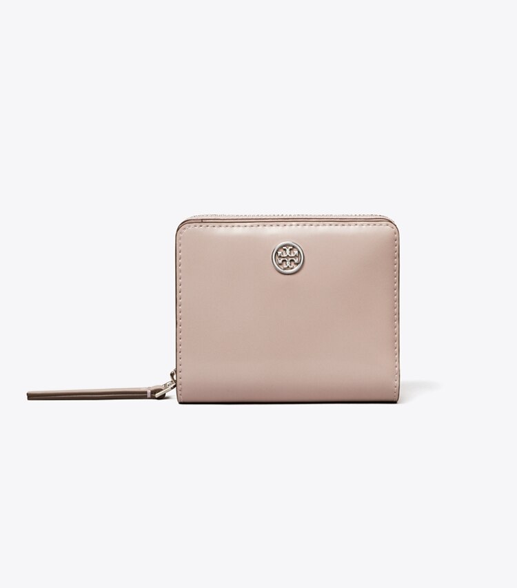 Tory Burch designer wallets Robinson Spazzolato Bi-Fold Wallet in Primrose front