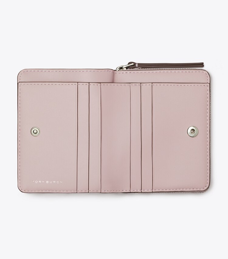 Tory Burch designer wallets Robinson Spazzolato Bi-Fold Wallet in Primrose overhead