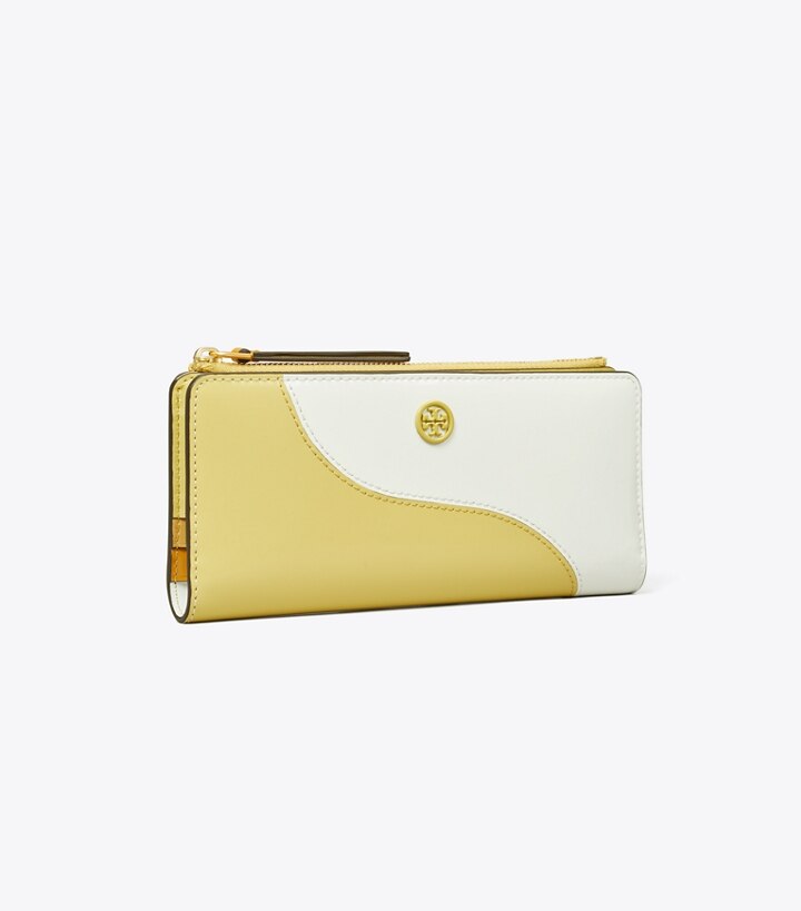 T Monogram Contrast Embossed Bi-Fold Wallet: Women's Designer Wallets