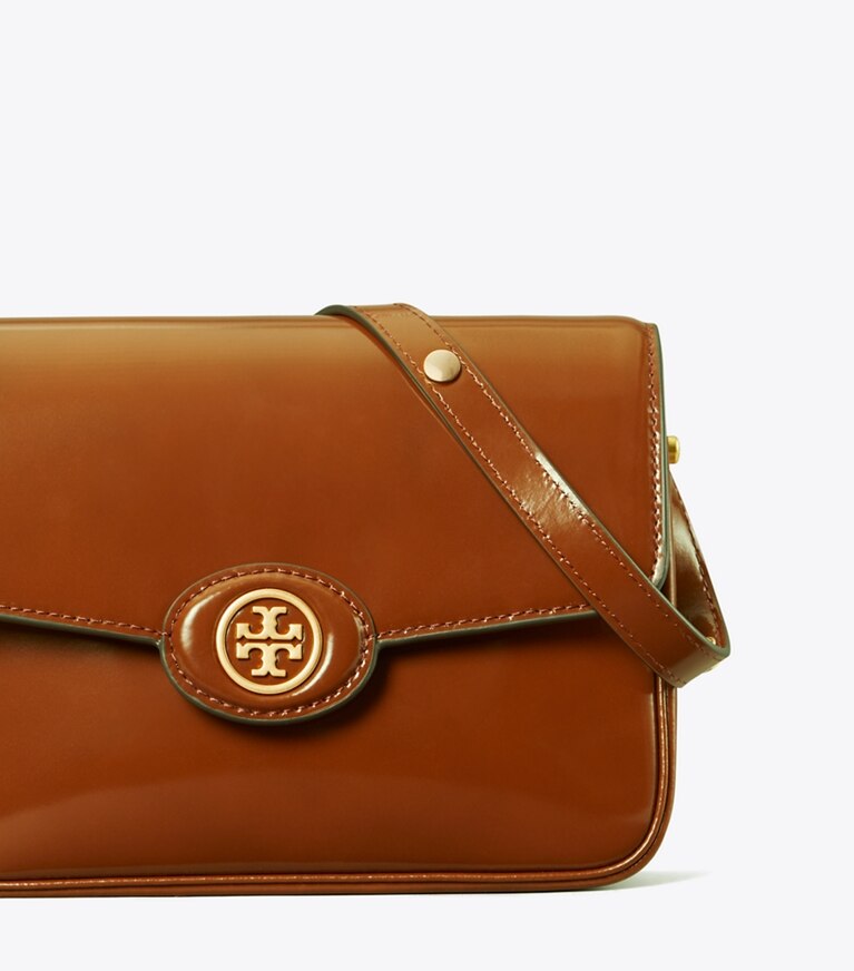 Tory Burch designer shoulder bags Robinson Spazzolato Convertible Shoulder Bag in DARK SIENNA angle