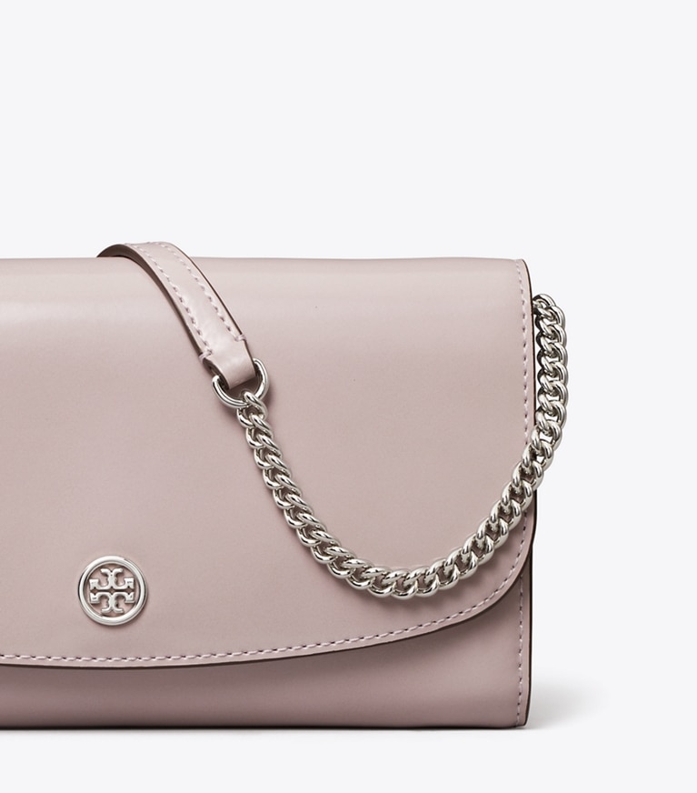 Tory Burch designer mini bags Robinson Spazzolato Crossbody in Primrose angle