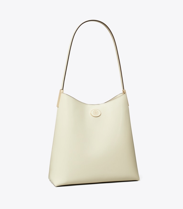 Tory Burch designer hobo bags Robinson Spazzolato Hobo Bag in SHEA BUTTER angle