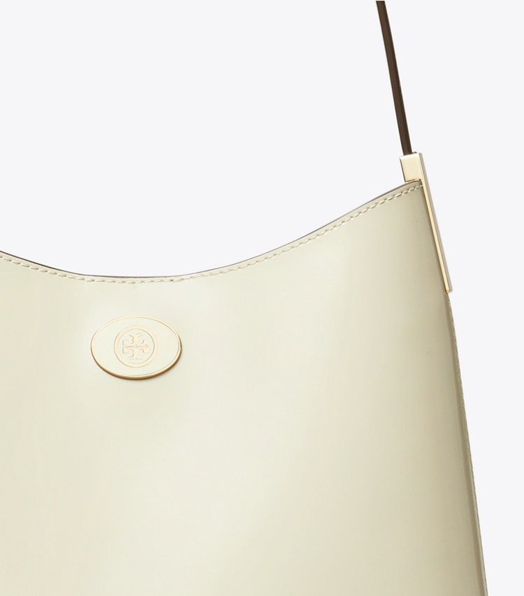 Tory Burch designer hobo bags Robinson Spazzolato Hobo Bag in SHEA BUTTER detail