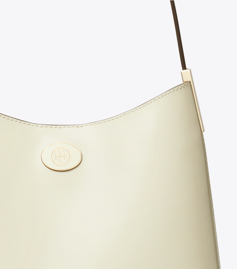 Tory Burch designer hobo bags Robinson Spazzolato Hobo Bag in SHEA BUTTER detail