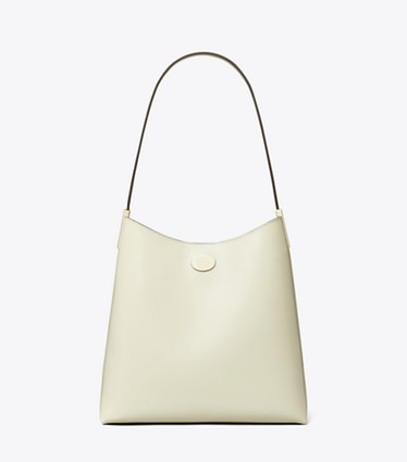 Tory Burch designer hobo bags Robinson Spazzolato Hobo Bag in SHEA BUTTER front