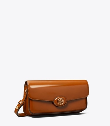 Tory Burch designer ショルダーバッグ ロビンソン スパッツォラート レクタンギュラー ショルダーバッグ in DARK SIENNA angle