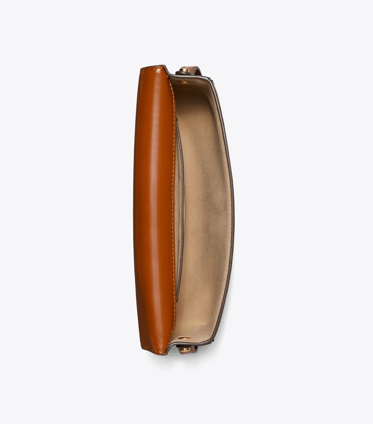 Tory Burch designer shoulder bags Robinson Spazzolato Rectangular Shoulder Bag in DARK SIENNA angle