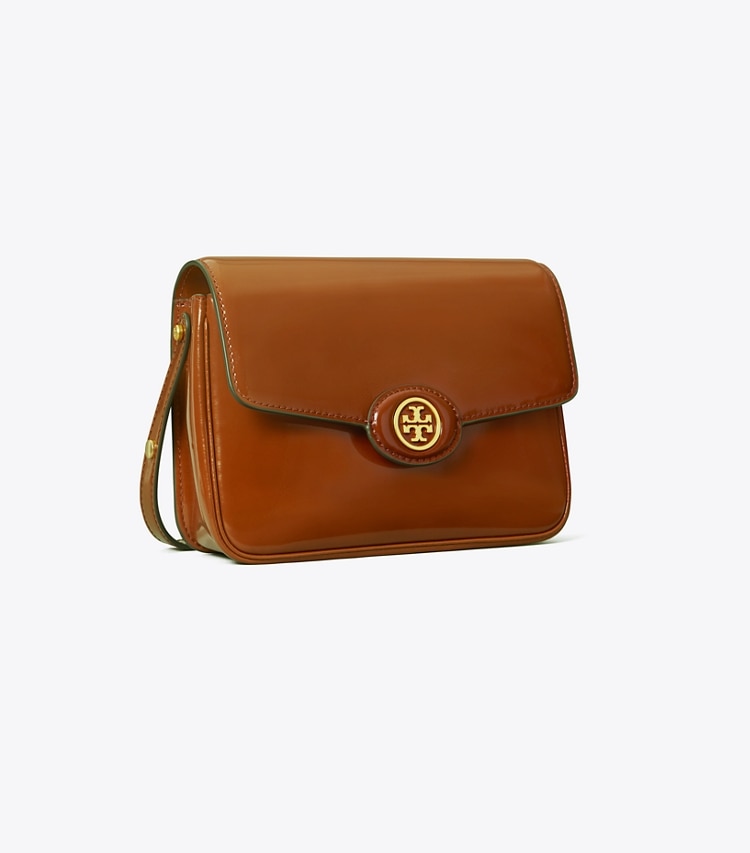 Tory Burch designer shoulder bags Robinson Spazzolato Shoulder Bag in DARK SIENNA angle