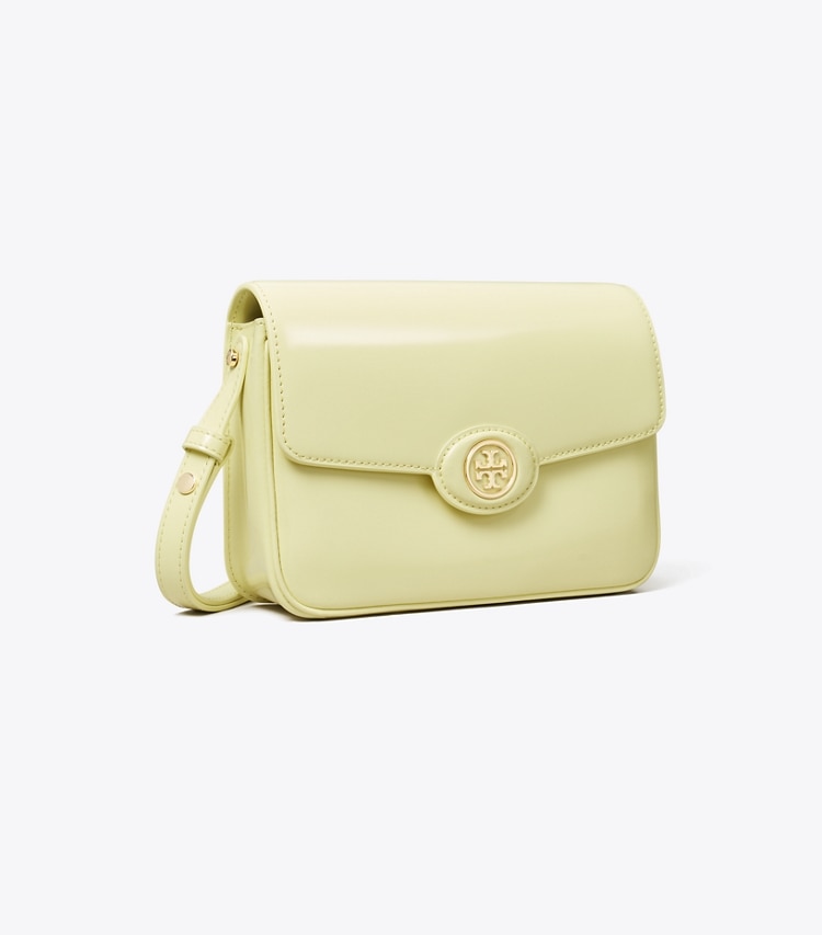 Tory Burch designer shoulder bags Robinson Spazzolato Shoulder Bag in Lemon angle