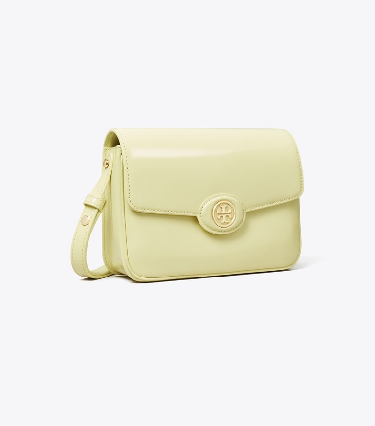 Tory Burch designer shoulder bags Robinson Spazzolato Shoulder Bag in Lemon angle