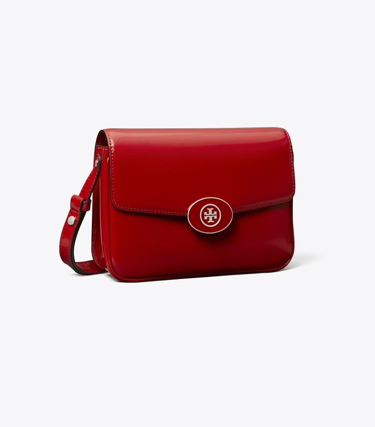 Tory Burch designer shoulder bags Robinson Spazzolato Shoulder Bag in Red Sky angle