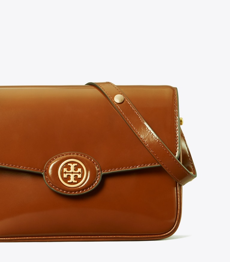 Tory Burch designer shoulder bags Robinson Spazzolato Shoulder Bag in DARK SIENNA angle