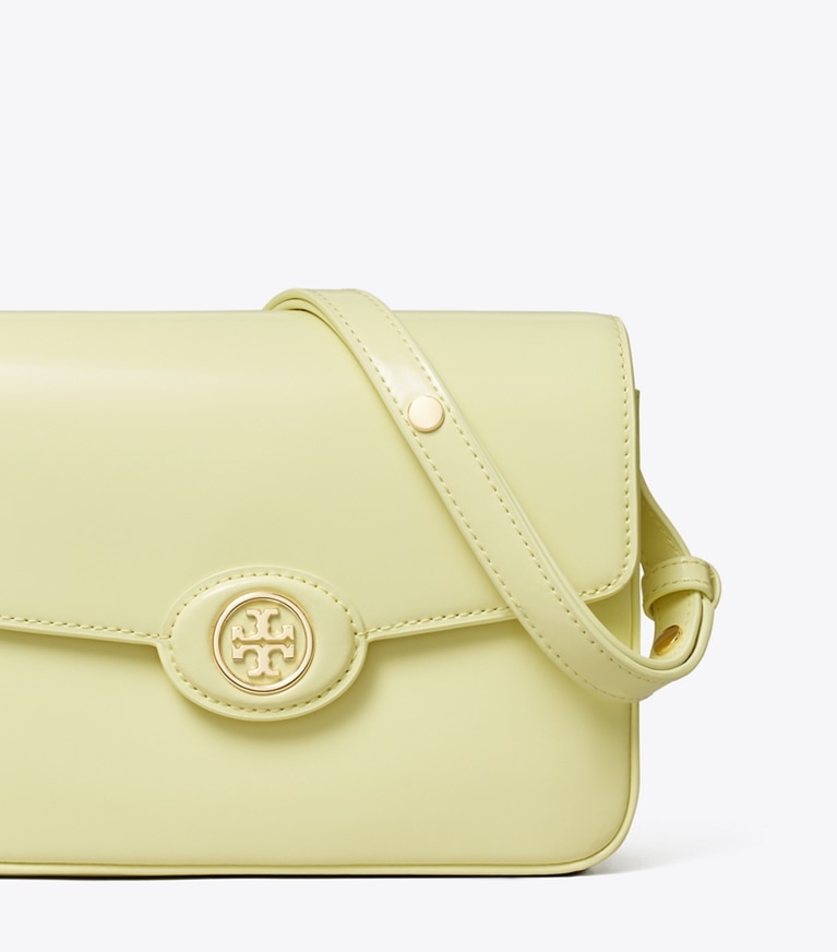 Tory Burch designer shoulder bags Robinson Spazzolato Shoulder Bag in Lemon angle