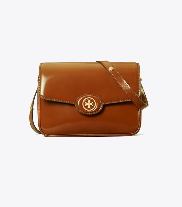 Tory Burch designer shoulder bags Robinson Spazzolato Shoulder Bag in DARK SIENNA front