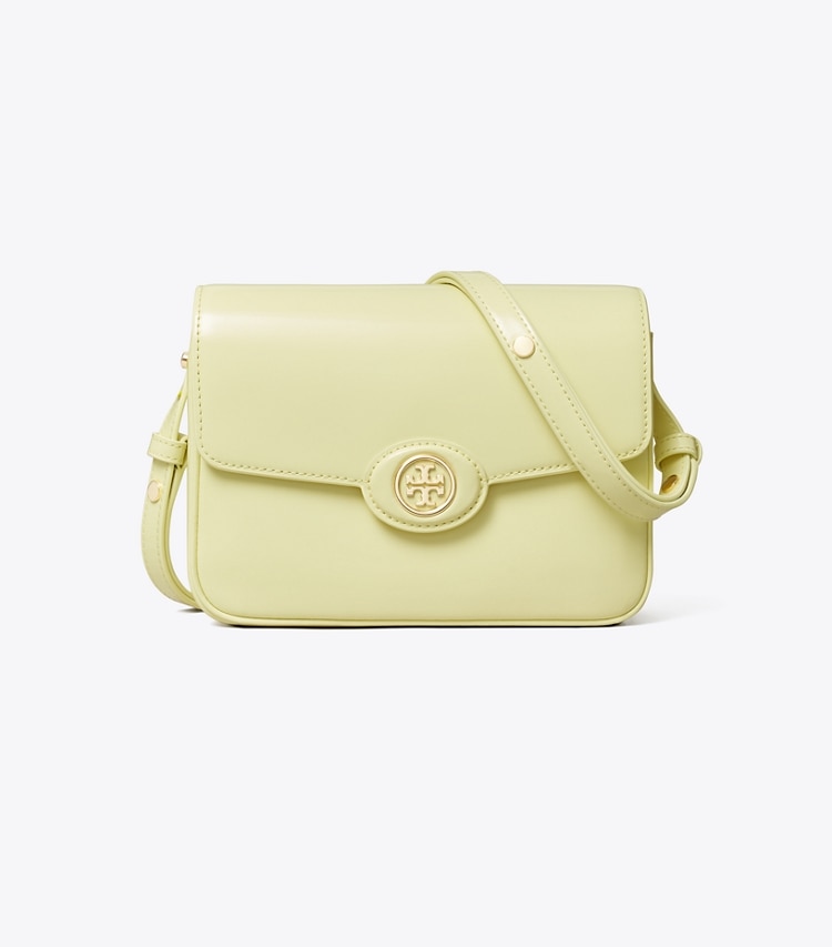 Tory Burch designer shoulder bags Robinson Spazzolato Shoulder Bag in Lemon front
