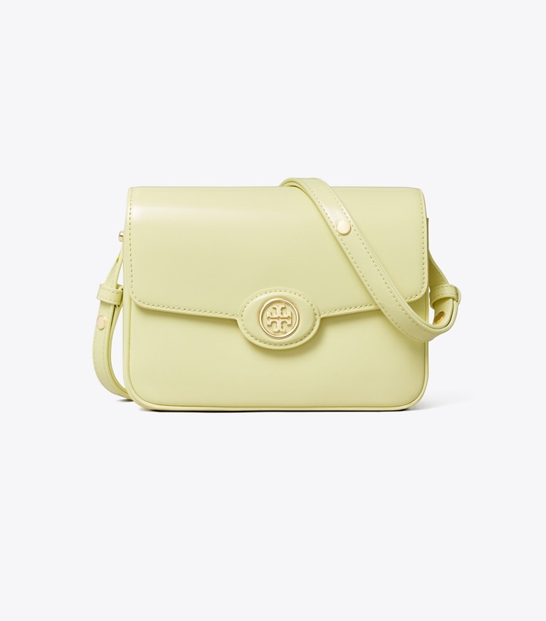 Tory Burch designer shoulder bags Robinson Spazzolato Shoulder Bag in Lemon angle