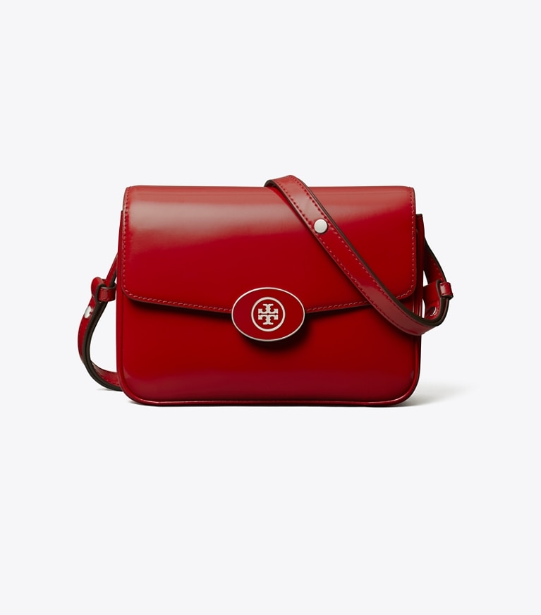 Tory Burch designer shoulder bags Robinson Spazzolato Shoulder Bag in Red Sky angle
