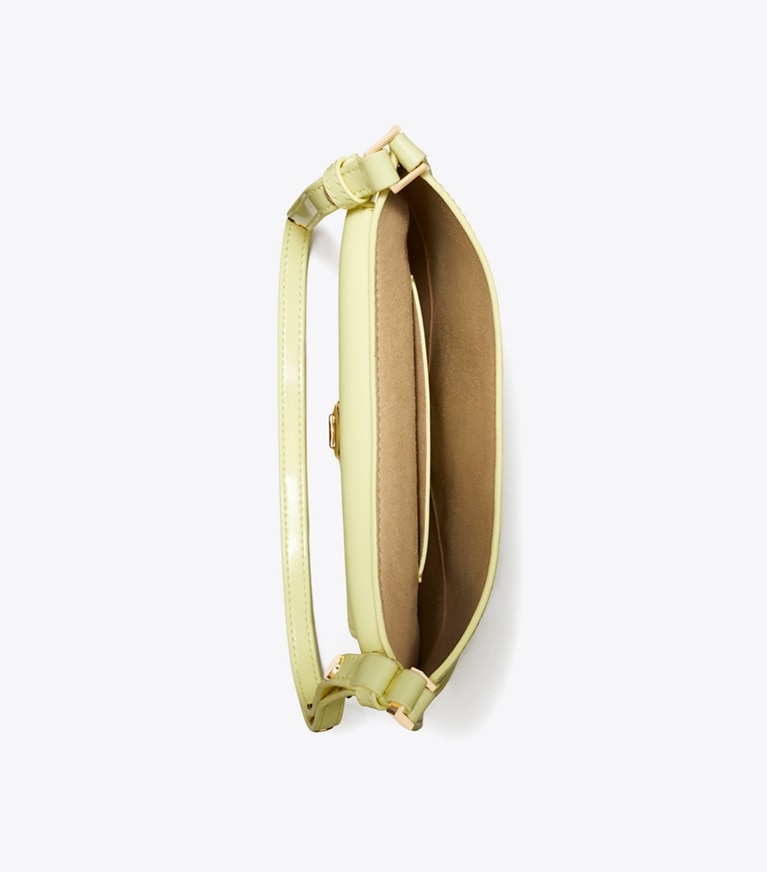 Tory Burch designer shoulder bags Robinson Spazzolato Small Flap Bag in Lemon overhead