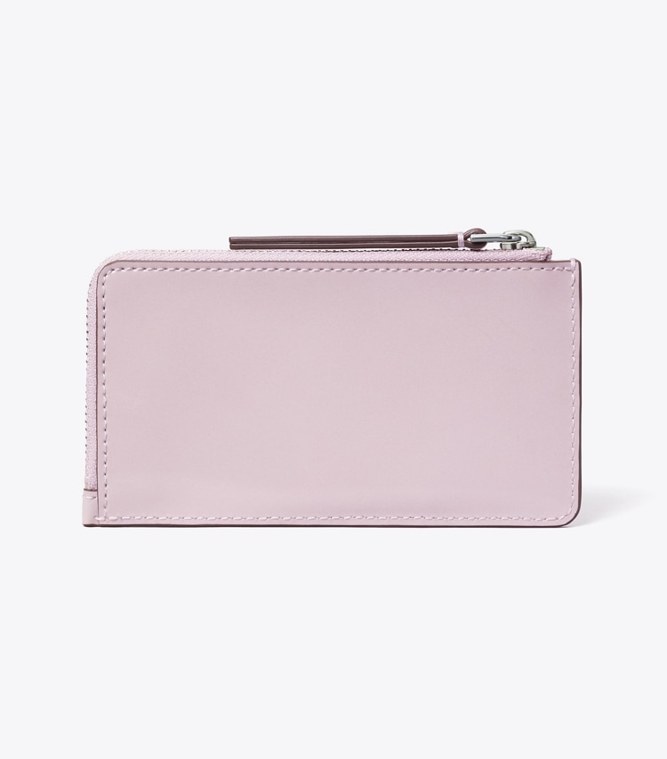 Tory Burch designer card cases Robinson Spazzolato Top-Zip Card Case in Primrose back