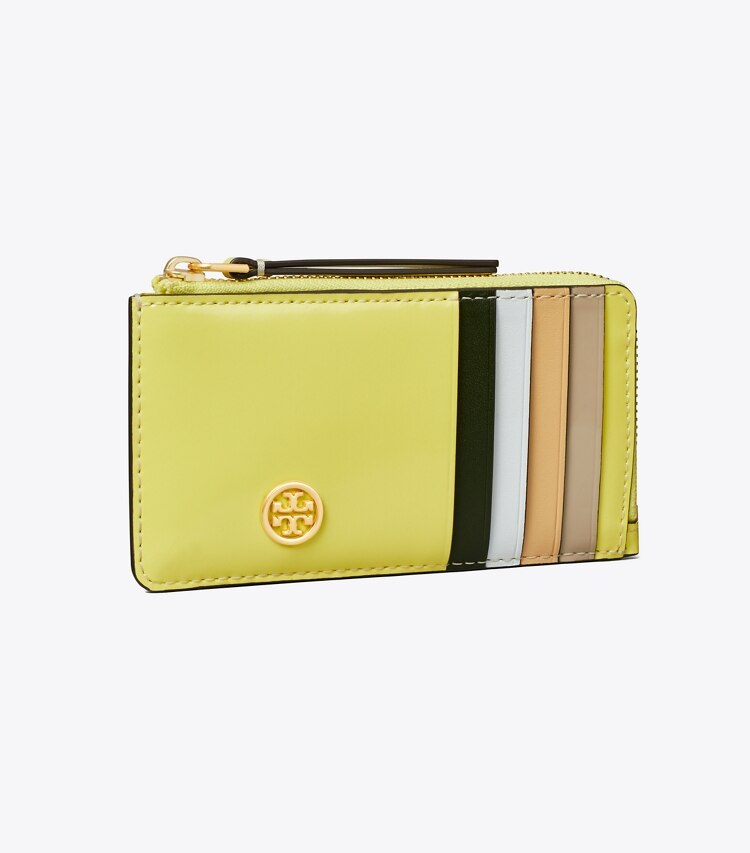Tory Burch designer カードケース ロビンソン スパッツォラート ジップカードケース in Lemon Chiffon angle