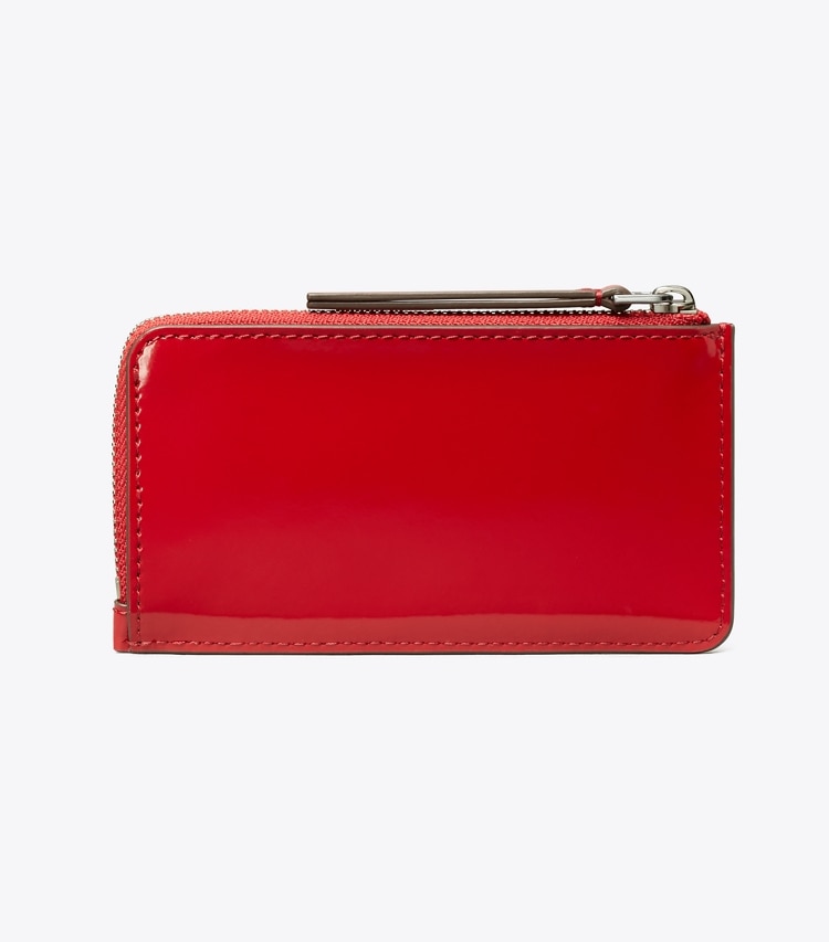 Tory Burch designer card cases Robinson Spazzolato Zip Card Case in Red Sky back