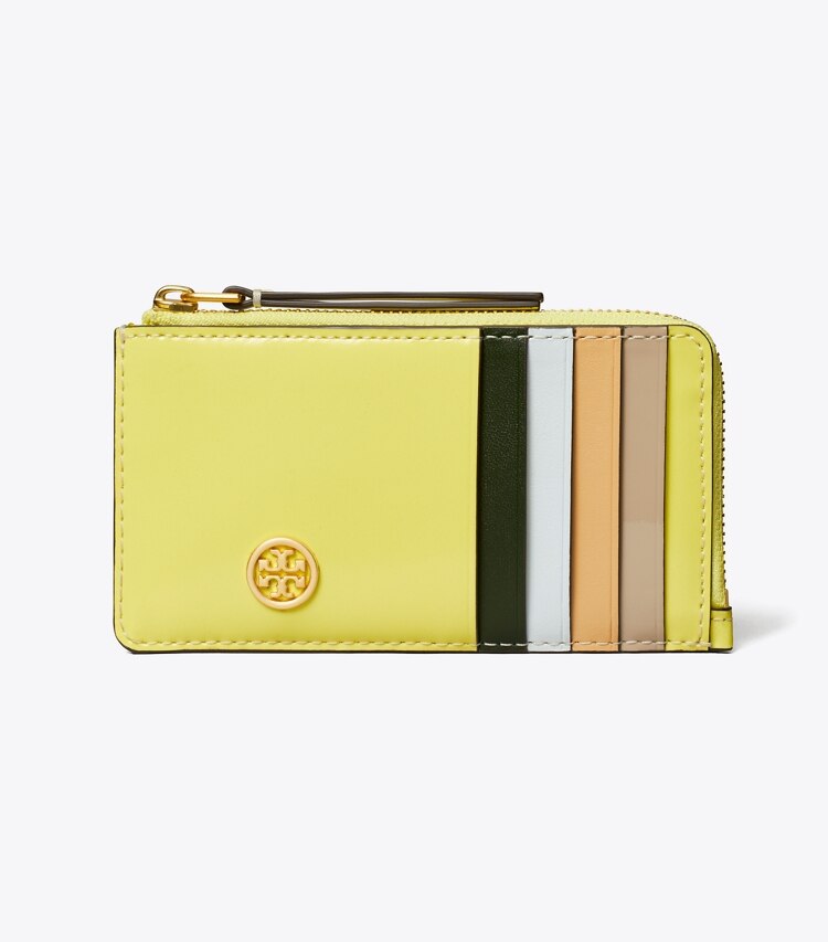 Tory Burch designer カードケース ロビンソン スパッツォラート ジップカードケース in Lemon Chiffon front