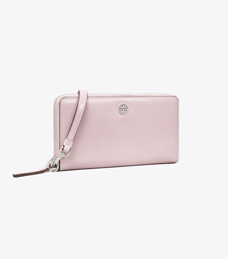 Tory Burch designer wallets Robinson Spazzolato Zip Continental Wallet in Primrose angle