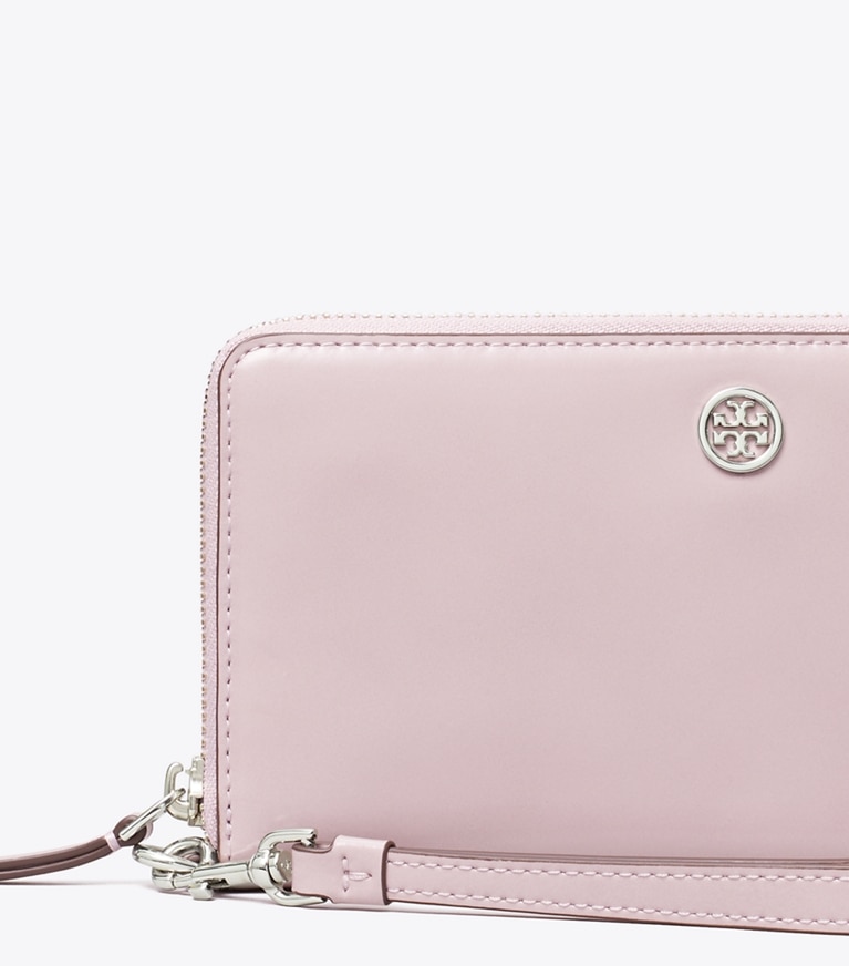 Tory Burch designer wallets Robinson Spazzolato Zip Continental Wallet in Primrose angle