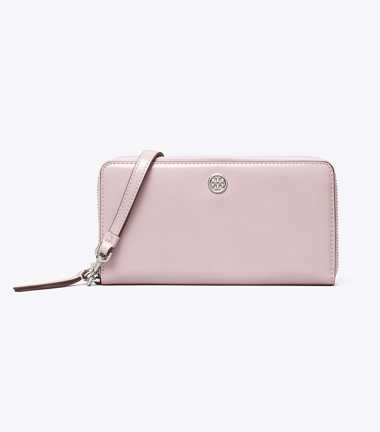 Tory Burch designer wallets Robinson Spazzolato Zip Continental Wallet in Primrose front