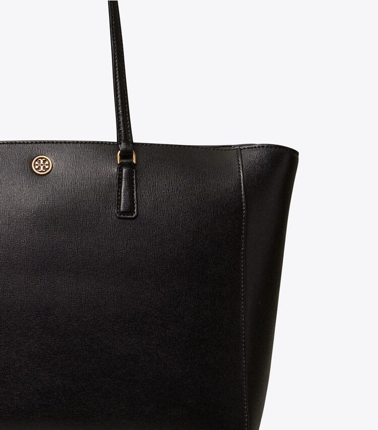 Tory Burch designer tote bags Robinson Tote Bag in Black detail
