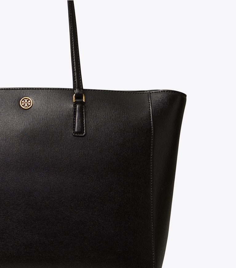 Tory Burch designer tote bags Robinson Tote Bag in Black angle