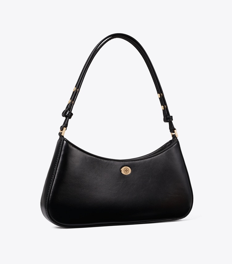 Tory Burch designer shoulder bags Robinson Zip Top Shoulder Bag in Black angle