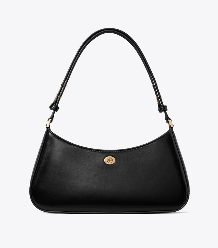 Tory Burch designer shoulder bags Robinson Zip Top Shoulder Bag in Black front