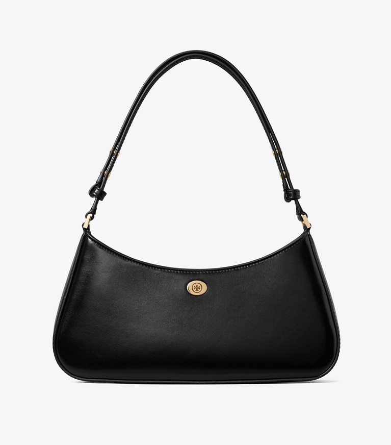 Tory Burch designer shoulder bags Robinson Zip Top Shoulder Bag in Black front