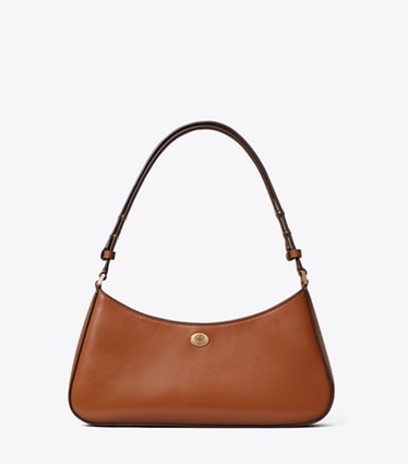 Tory Burch designer shoulder bags Robinson Zip Top Shoulder Bag in Aged Tan front