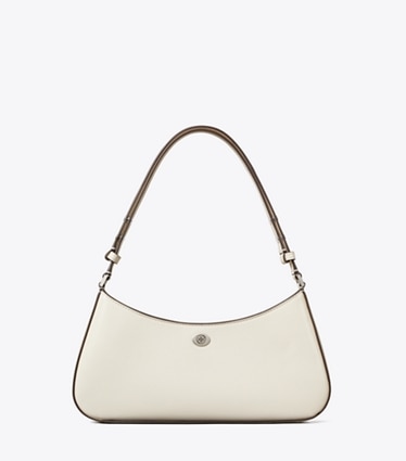 Tory Burch designer shoulder bags Robinson Zip Top Shoulder Bag in Light Cream front