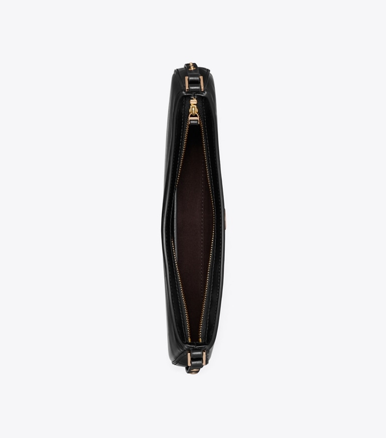 Tory Burch designer shoulder bags Robinson Zip Top Shoulder Bag in Black overhead